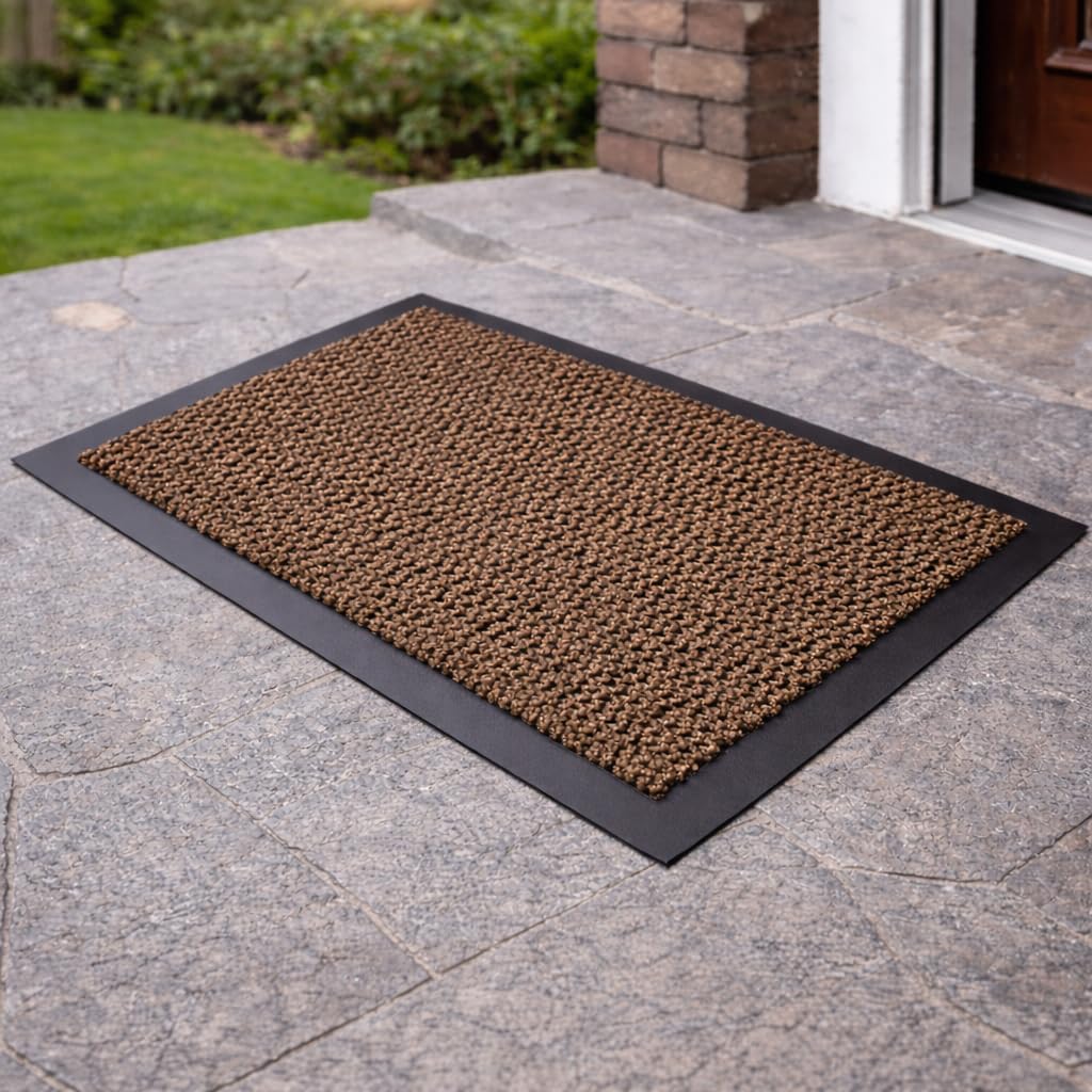 GULLAMBO Non Slip Door Mat – Indoor And Outdoor Door Mat –Kitchen And Office Use Mat, Super Soft Absorbent Multicolor Barrier Mat, Machine Washable Entrance Rug (50 x 80 cm, Brown)