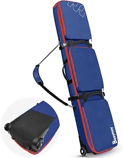 Bosynoy Snowboard Bag with Wheels, Extendable Ski Bags for Air Travel Length up to 175cm, Water Resistant Snowboard Travel Bags for Flying, Padded Ski Bag for Boots Up to Size 13, Helmet, Jacket, Pink