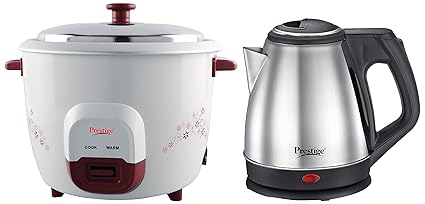 Prestige PRWO 1.8 Litre Red Colour Rice Cooker + Prestige Electric Kettle - PKCS 1.2 L