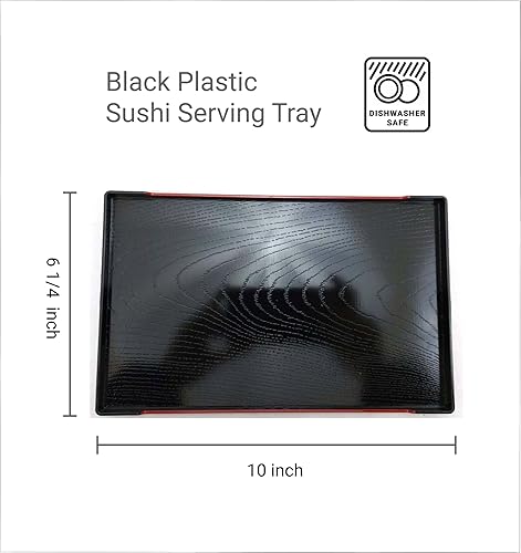 Miniatura 2 de JapanBargain, Bandejas de servir bandejas de plástico japonés lacado para té, bandeja de sake, platos de sushi, platos de aperitivos, hechas en