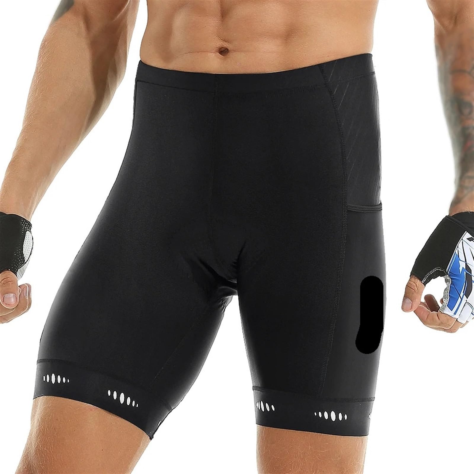 Pantalones Cortos de Ciclismo for Hombre con Bolsillo Trasero, Pantalones Cortos Acolchados de Gel 5D for Ciclismo de montaña y Carretera, Medias Medias Culotte Ciclismo Hombre(Europe-XL)