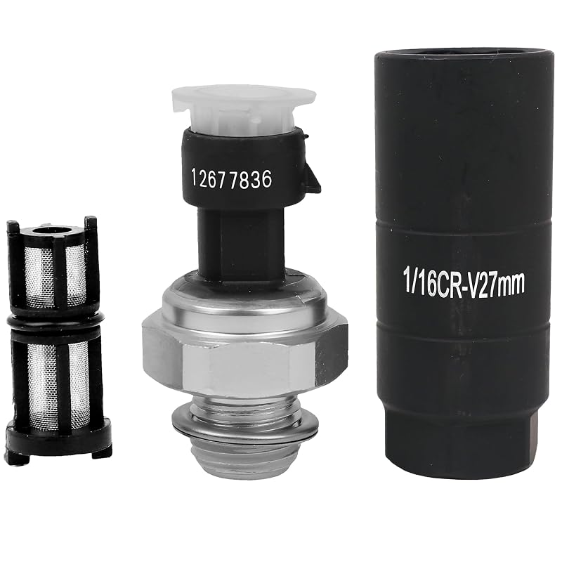 Sensor de pressão do óleo RICHWEI com soquete para Chevy GMC Cadillac – Kit com sensor, filtro e soquete