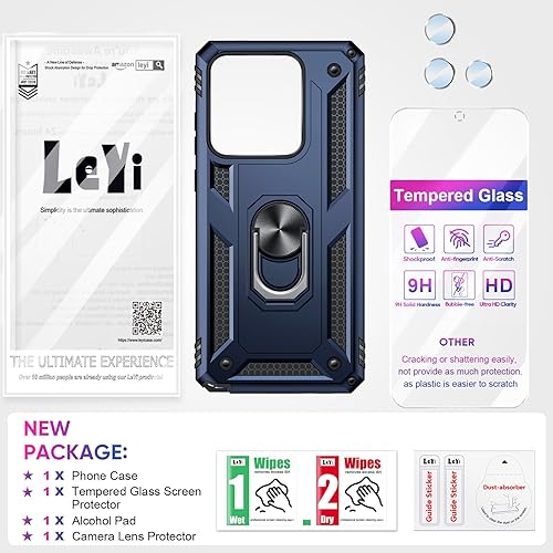 Miniatura 10 de LeYi Funda para teléfono Moto G Stylus 5G de grado militar 2021 con soporte de anillo magnético y 2 protectores de pantalla de vidrio templado,