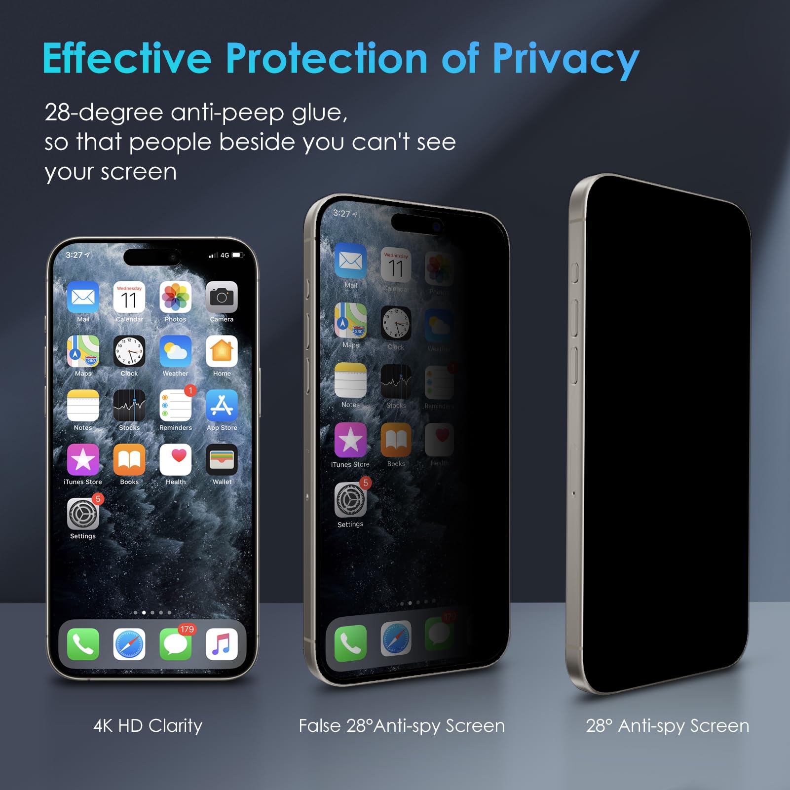 Protector de pantalla de privacidad para iPhone 14 Pro, kit de alineación automática, paquete de 2 + 2, vidrio templado inastillable 9H con protector de lente de cámara compatible con 14 Pro,