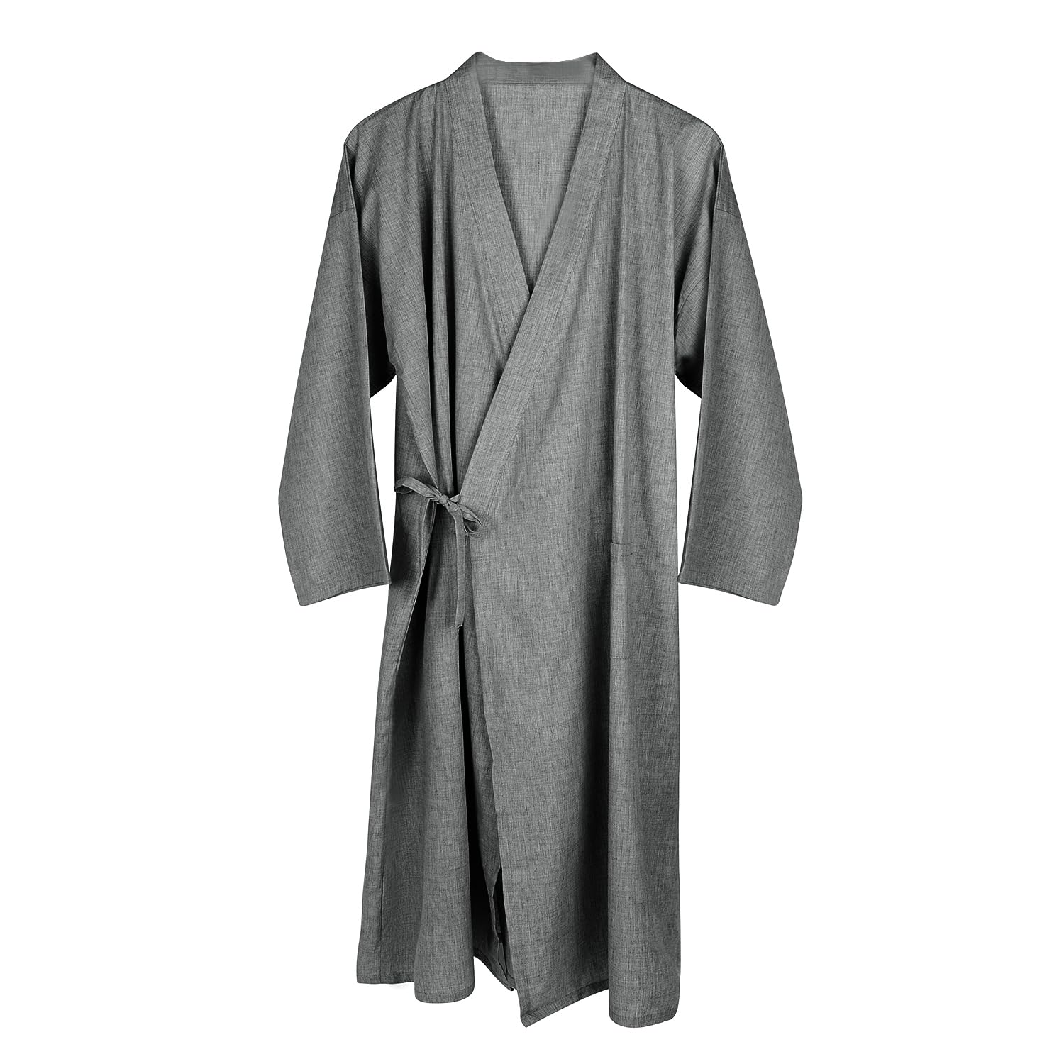 Men Kimono Dressing Gown Lightweight Cotton Kimono Bathrobe Dressing Gowns for Mens Half-Sleeved Nightwear Long Bathrobe Pajamas Sleepwear Nightgown with Pocket for Gym Shower Spa Hotel Robe Holiday