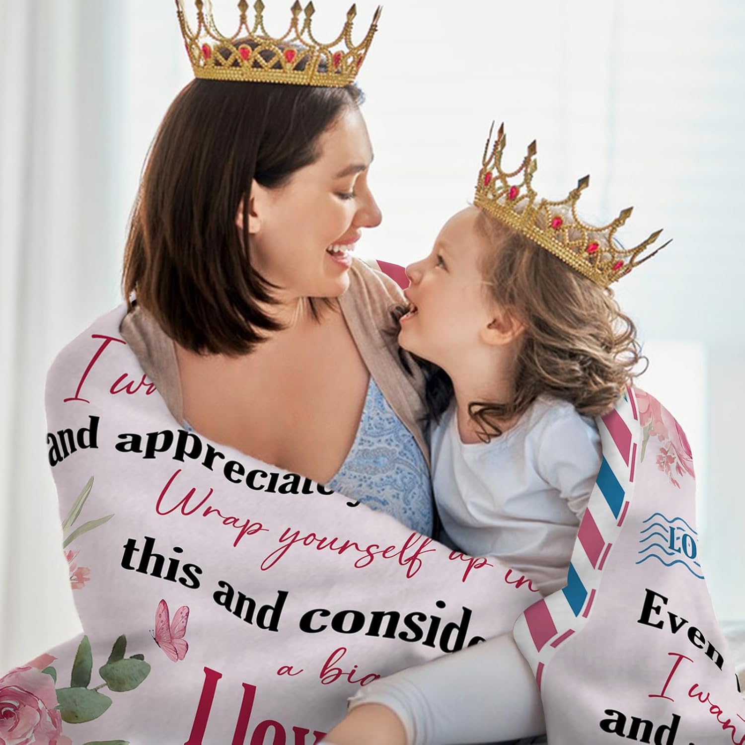 for Mom from Daughter Son Flannel Throw Blanket, Mommy Christmas Birthday for Mama Grandma Women, Peony Present Soft Blankets for Bedding Sofa 50 x 60 Inches - Image 6