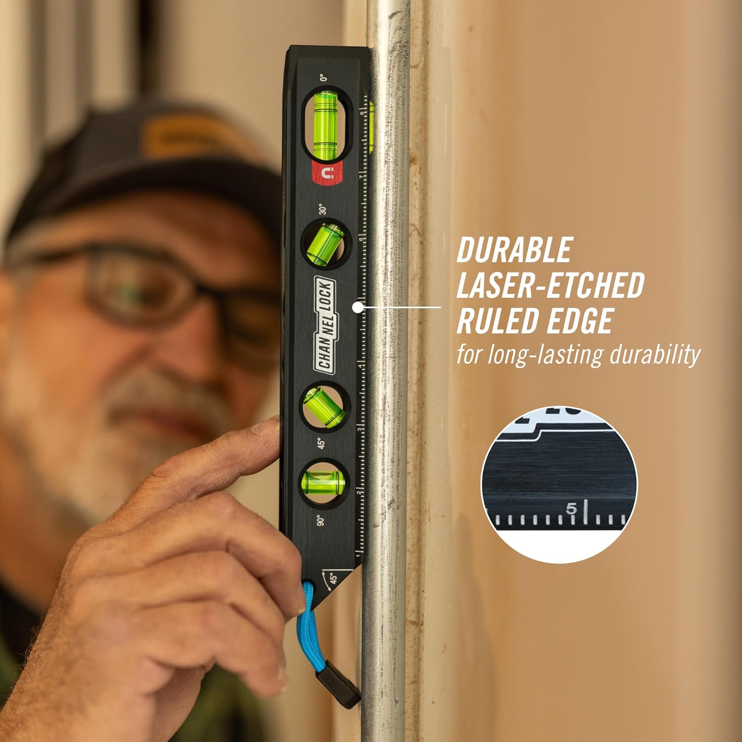 CHANNELLOCK 9-Inch Professional-Grade Magnetic Torpedo Level, Aluminum Billet, 6200-0010