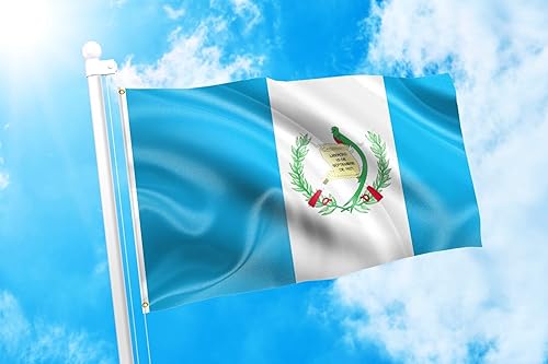 Miniatura 2 de DMSE Guatemala Escudo de Armas Guatemalteco Pabellón Nacional Azuliblanco Bandera de 2 x 3 pies 100% poliéster 100D resistente a los rayos UV