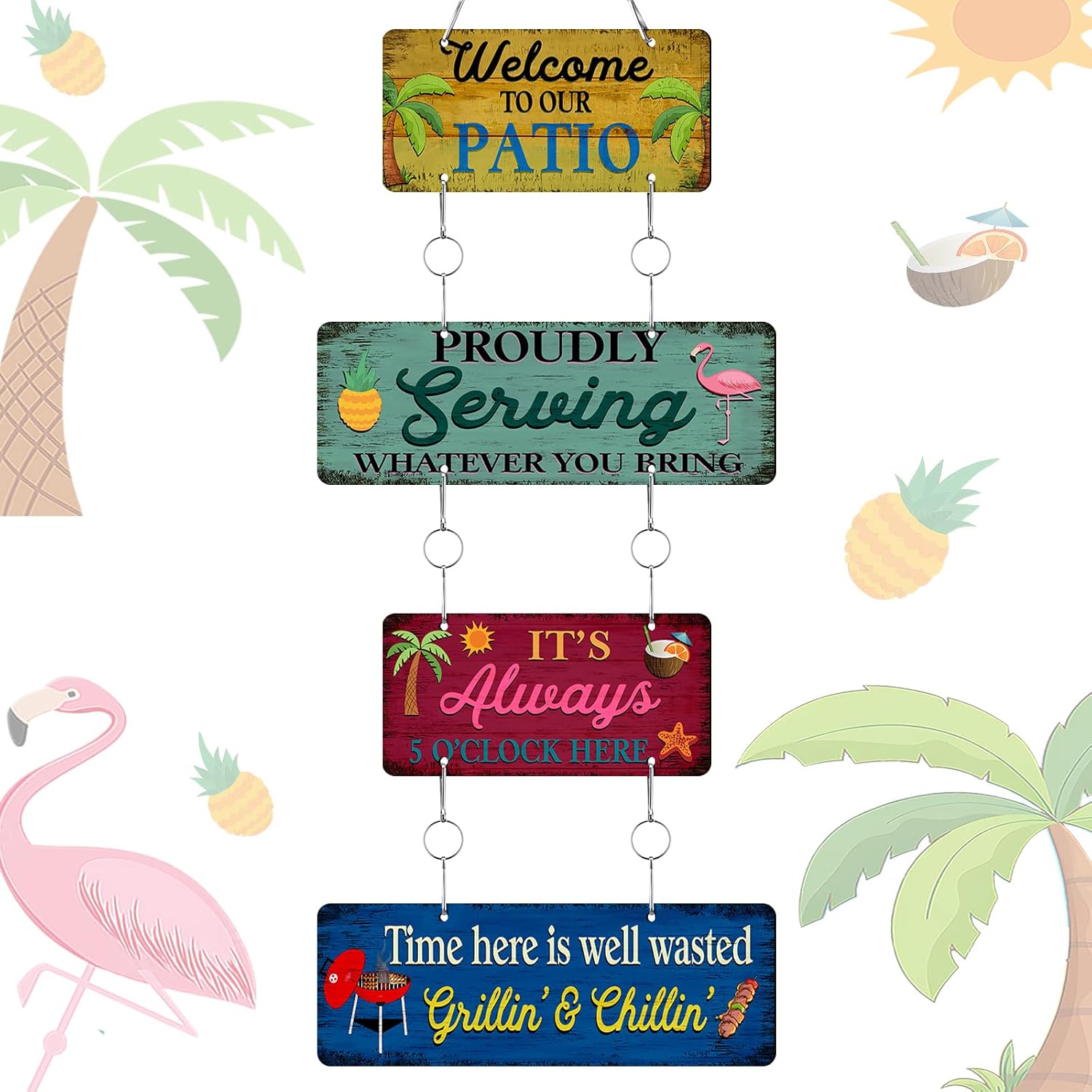Shimeyao Summer Hanging Beach Sign Decor Summer Outdoor Pool Decor Sea Decorations Sign Patio Pool Signs Metal Hanging Bar Plaque Endless Beach Themed Plaque for Poolside Outdoor Yard(Retro Style)