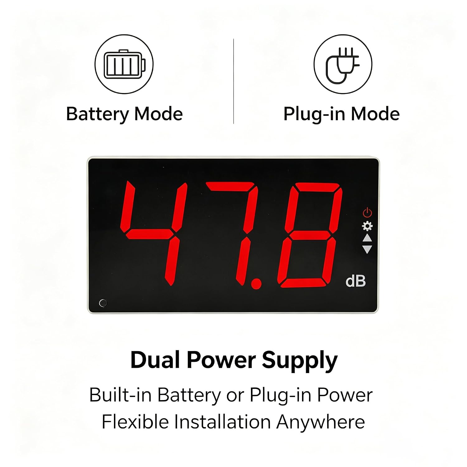 Wall Mounted Sound Level Meter, 30-130dB Digital Decibel Meter with Alarm, ±1.5dB Accuracy Noise Monitor, Type-C/Battery Powered Sound Level Monitor for Factory Office Home Noise Monitoring
