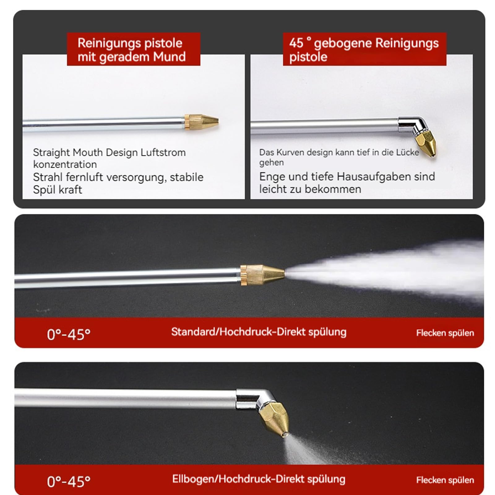 Hochleistungs Druckluftpistole, Druckluft Ausblaspistole Für 1/4" Bsp Schnellkupplung, Druckluft Reinigungspistole Mit Schlauch, Perfekt Für Autoreparaturen, Werkstattreinigungen (Winkel)