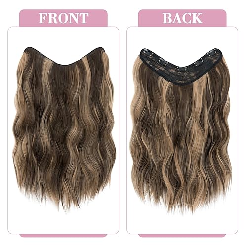 Miniatura 3 de S-noilite Extensiones de cabello de una pieza con clip balayage de 18 pulgadas en forma de U de una pieza, largo ondulado y grueso, extensiones de