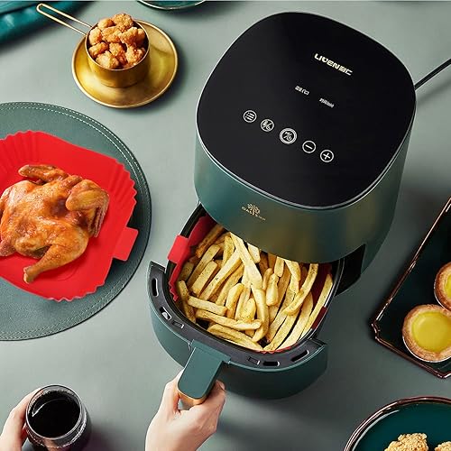 Miniatura 8 de Ollas de silicona para freidora de aire, 5 forros de silicona para freidora de aire, aptos para alimentos, antiadherentes, accesorios para horno,