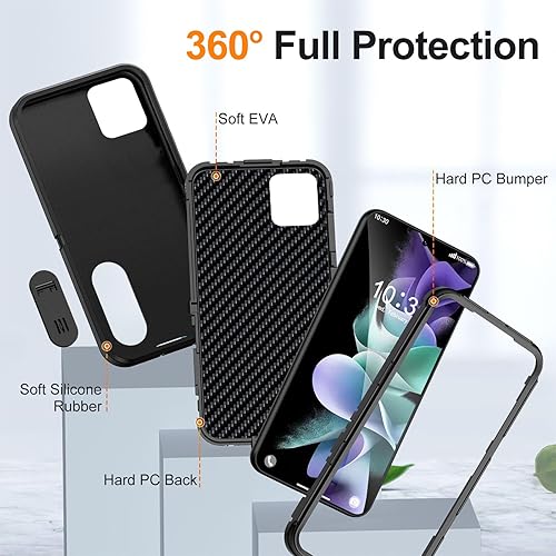 Miniatura 10 de Funda para Moto G Power 5G 2023 con soporte integrado, a prueba de golpes, polvo y caídas, 3 capas, grado militar, funda protectora para Motorola