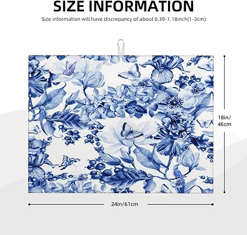 Vista 37 de Tapete de secado de platos de hojas florales verdes para encimera de cocina, 18 x 24 pulgadas, tapete absorbente reversible para platos Hoja floral