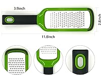 Vista 9 de Handheld Cheese Grater, Stainless Steel Lemon Citrus Peeler, Flat Handheld Slicer for Cheese, Lemon, Chocolate and Spices/Crude Hole (Green)
