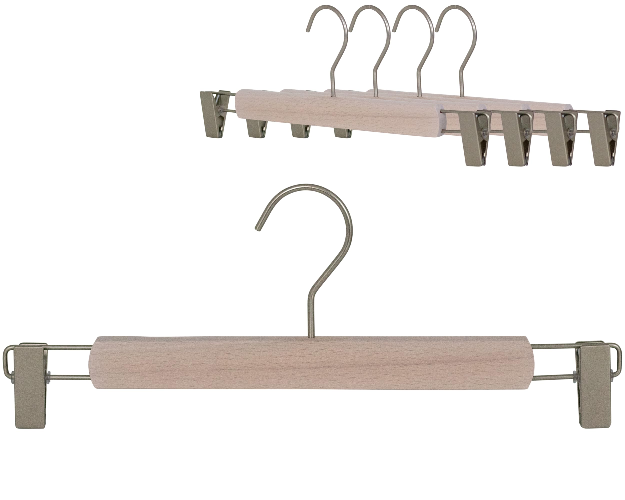 Clips pour pantalons MAWA anti-plis en bois de hêtre blanc pour petits placards