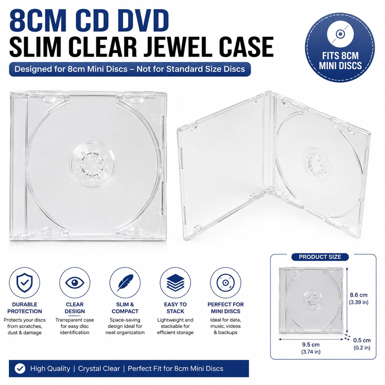 Dragon Trading - 50 custodie singole per CD/DVD trasparenti da 8 cm (per dischi piccoli da 8 cm)