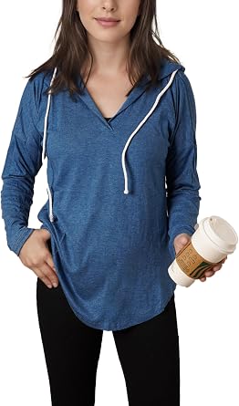 V Neck Long Sleeve Hoodie Top Shirt for Women Casual Lightweight Fashion Solid Pullover Loose Sweatshirt Hoodies