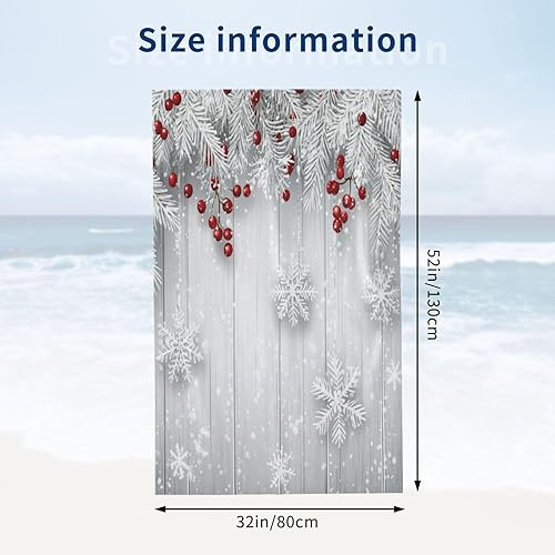 Miniatura 64 de DADABULIU Bath Towel Christmas Red Snowflake Xmas Beach Towels Soft Absorbent Washcloths Quick Dry Luxury Hotel Quality Towelling for Adults Kids