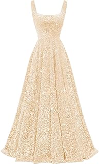 Spaghetti Straps Sequin Prom Dresses 2025 Long Sparkly A Line Formal Ball Gowns with Pockets YZTS228