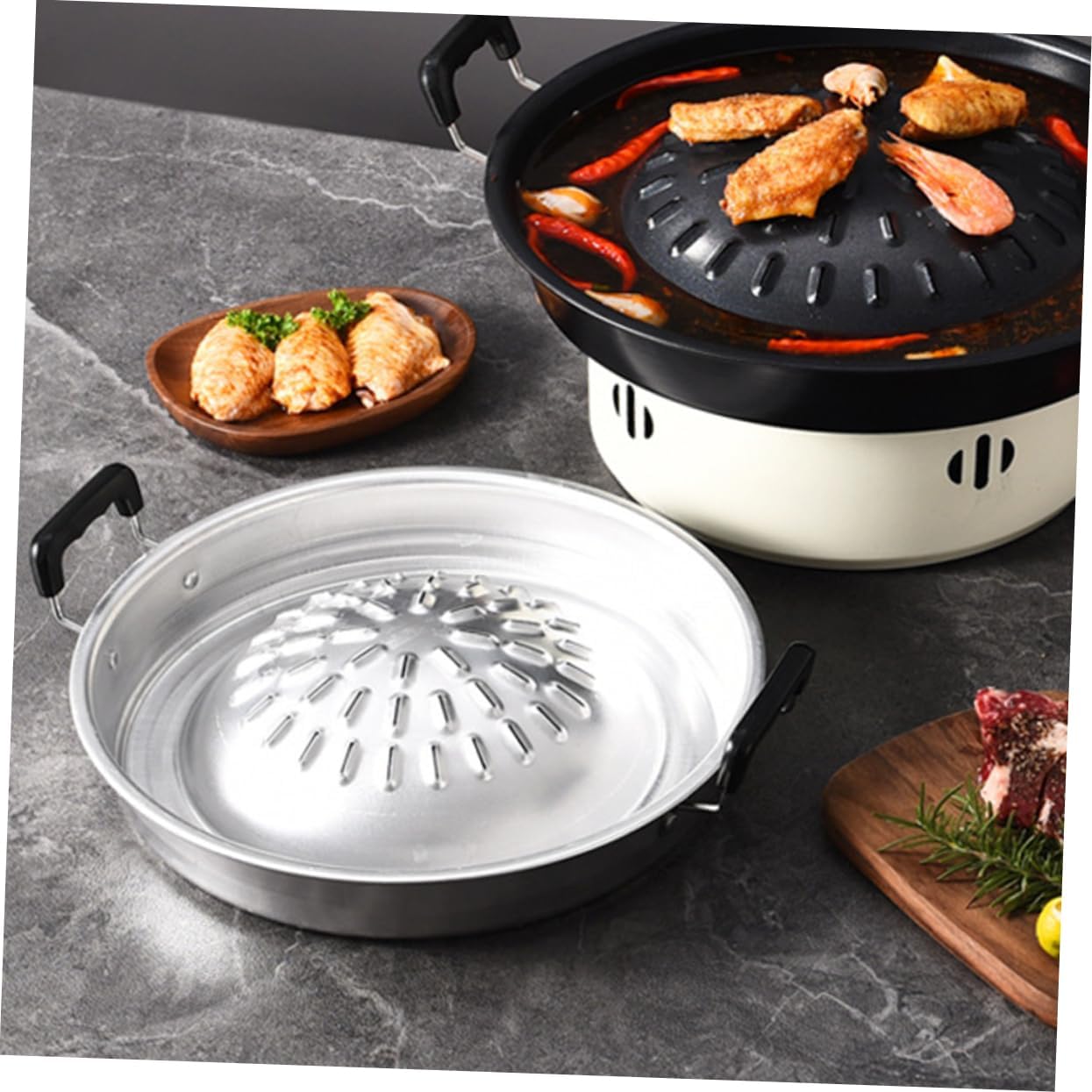 Levemolo Even Heat Distribution Barbecue Grill Pan Surface Picnic Grill Outdoor Cooking Pan