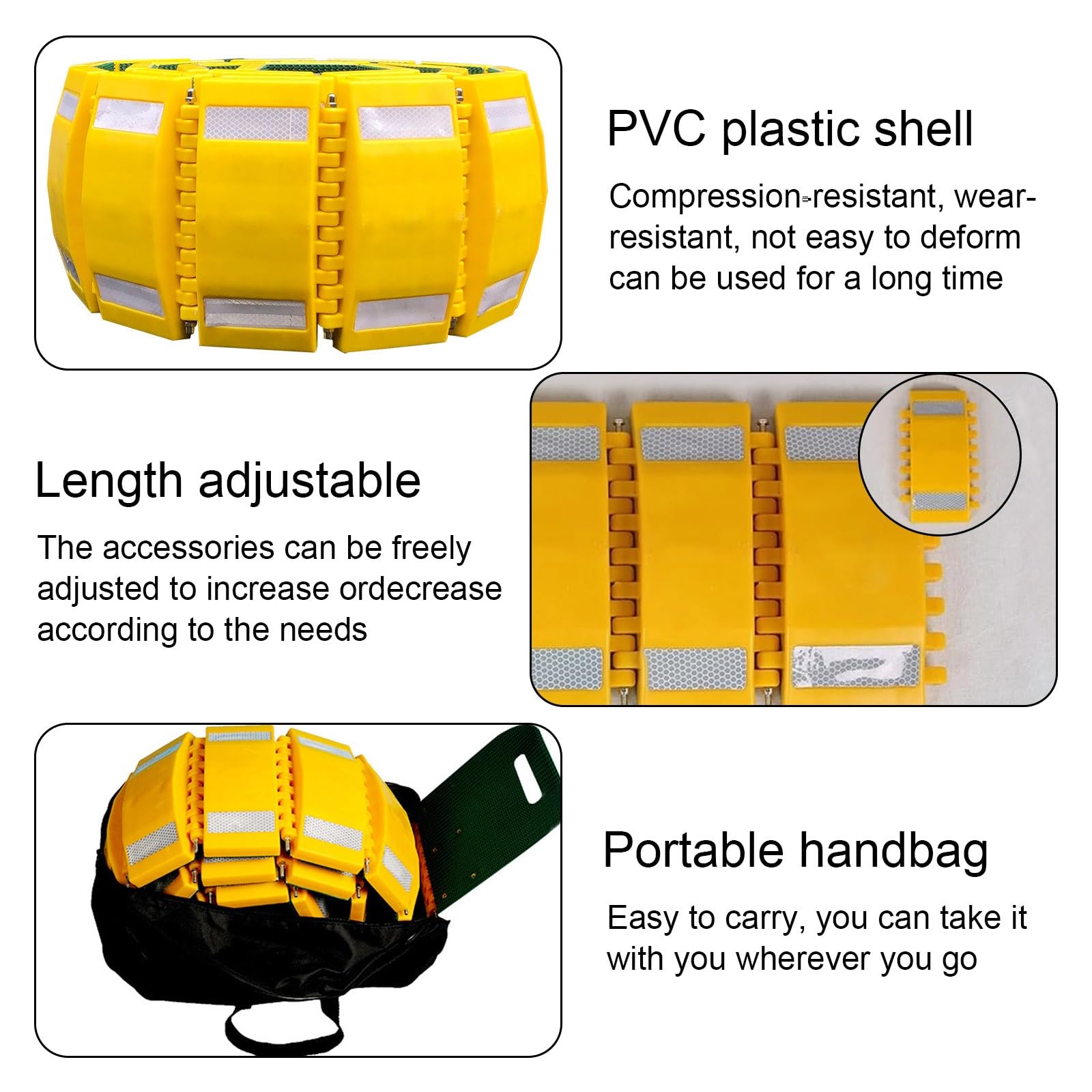 Rampe de vitesse avec feuille réfléchissante, rampe de route portable avec poignées et sac fourre-tout, idéale pour une utilisation dans l'allée et l'entrée communautaire