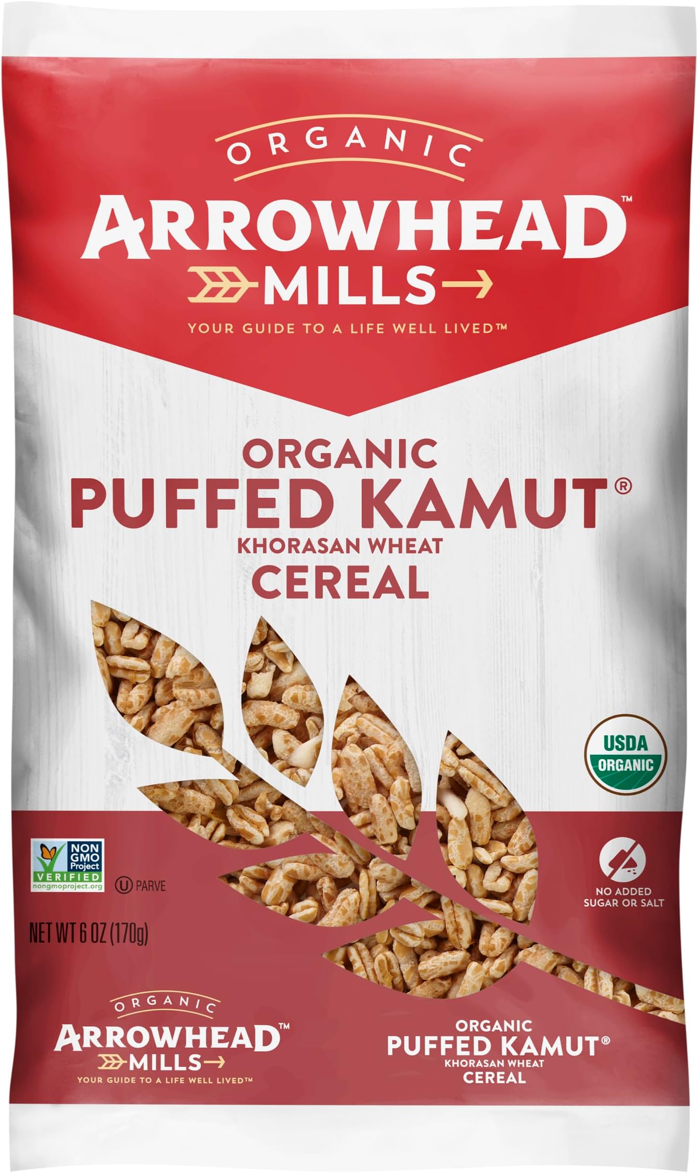 Arrowhead Mills Organic Puffed Kamut Cereal, 6 oz Bag (Pack of 3)