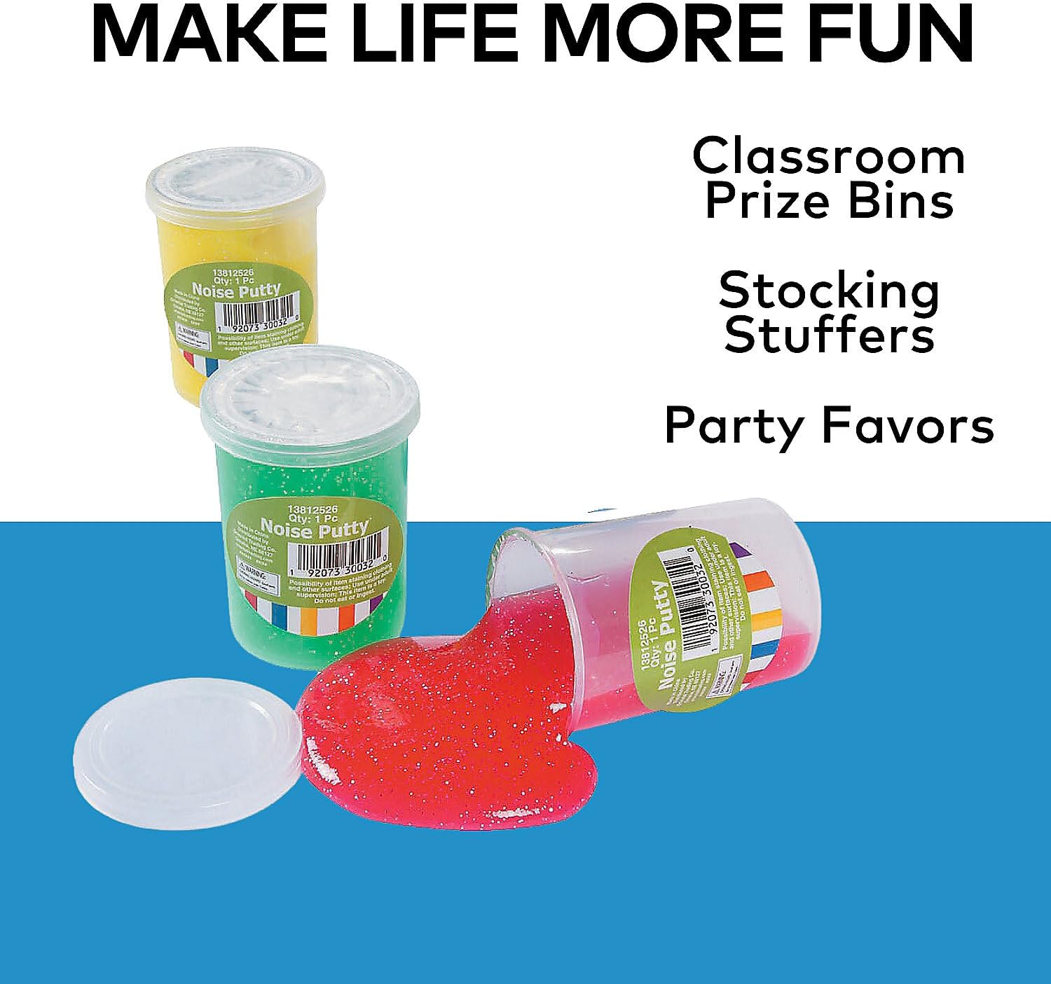 Fun Express - Glitter Crystal Noise Putty - Toys - Active Play - Dough & Putty & Slime Toys - 12 Pieces