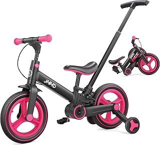 JMMD 6 in 1 Toddler Bike with Push Handle for Kids 18-60 Months, 12