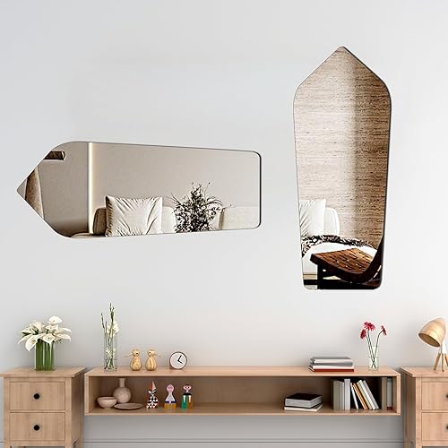 Miniatura 5 de Espejo de pared irregular, 19.6 x 47 pulgadas, decoración de espejo asimétrico para sala de estar, dormitorio, baño, entrada