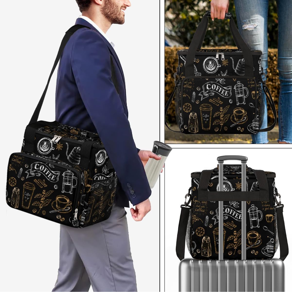 Coffee Maker Bag Compatible with K-Mini or K-Mini Plus Coffee Black Pattern