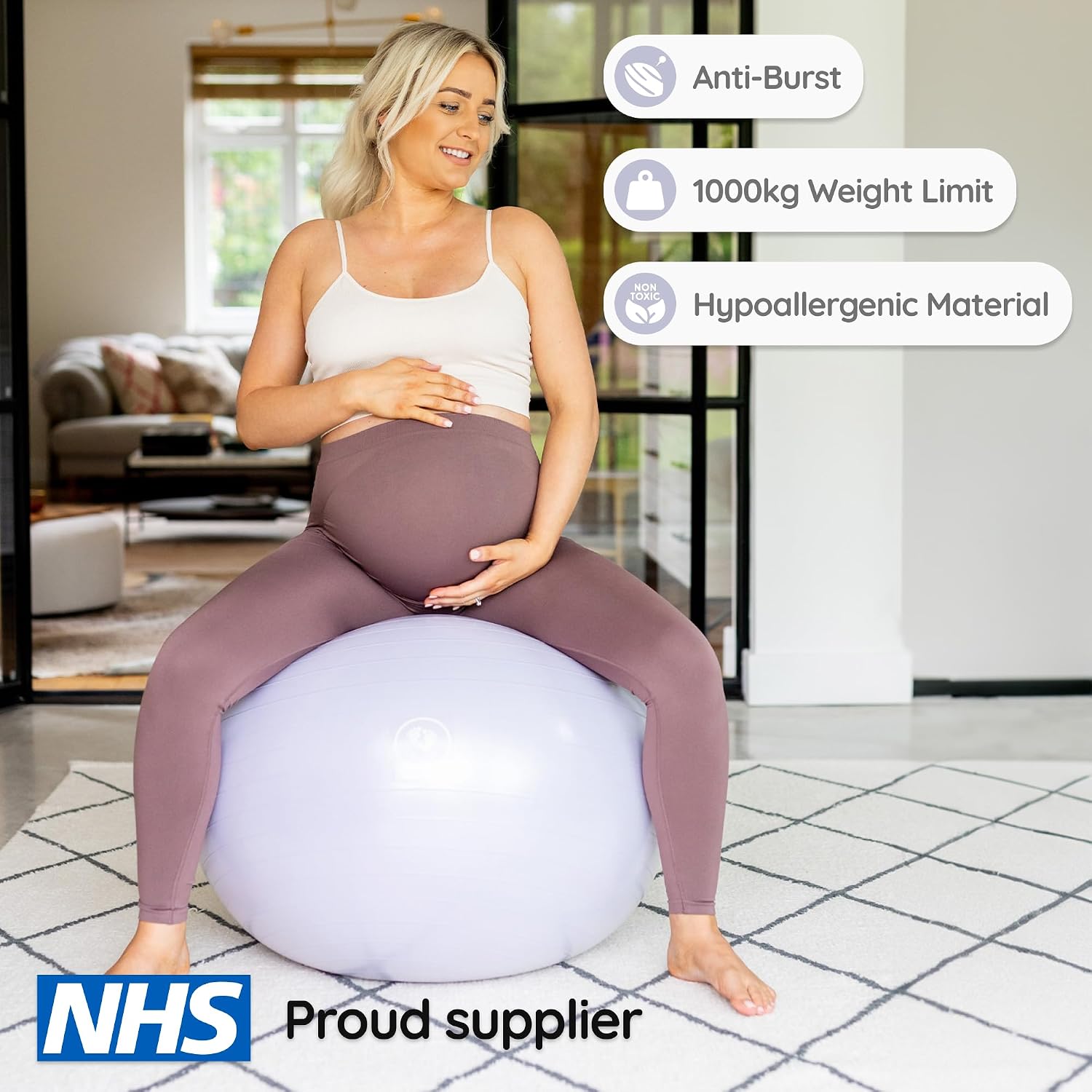 BABYGO® Birthing Ball for Pregnancy Maternity Labour & Yoga + Our 100 Page Pregnancy Book, Exercise, Birth & Recovery Plan, Anti-Burst Eco Friendly Material thumbnail