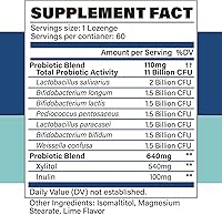 Vista 7 de Probióticos orales para el mal aliento bucal, 11 mil millones de UFC probióticos masticables para dientes y encías, boca seca, restauración