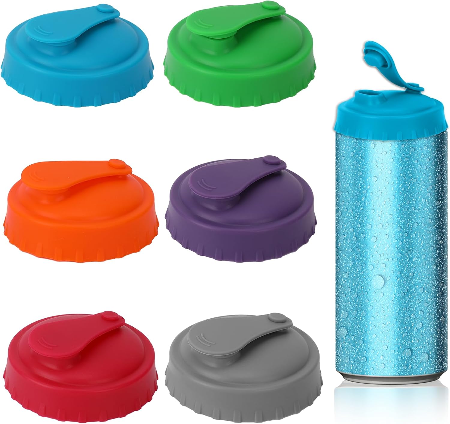 6 Pack Silicone Soda Can Lids Reusable Soda Can Cover Can