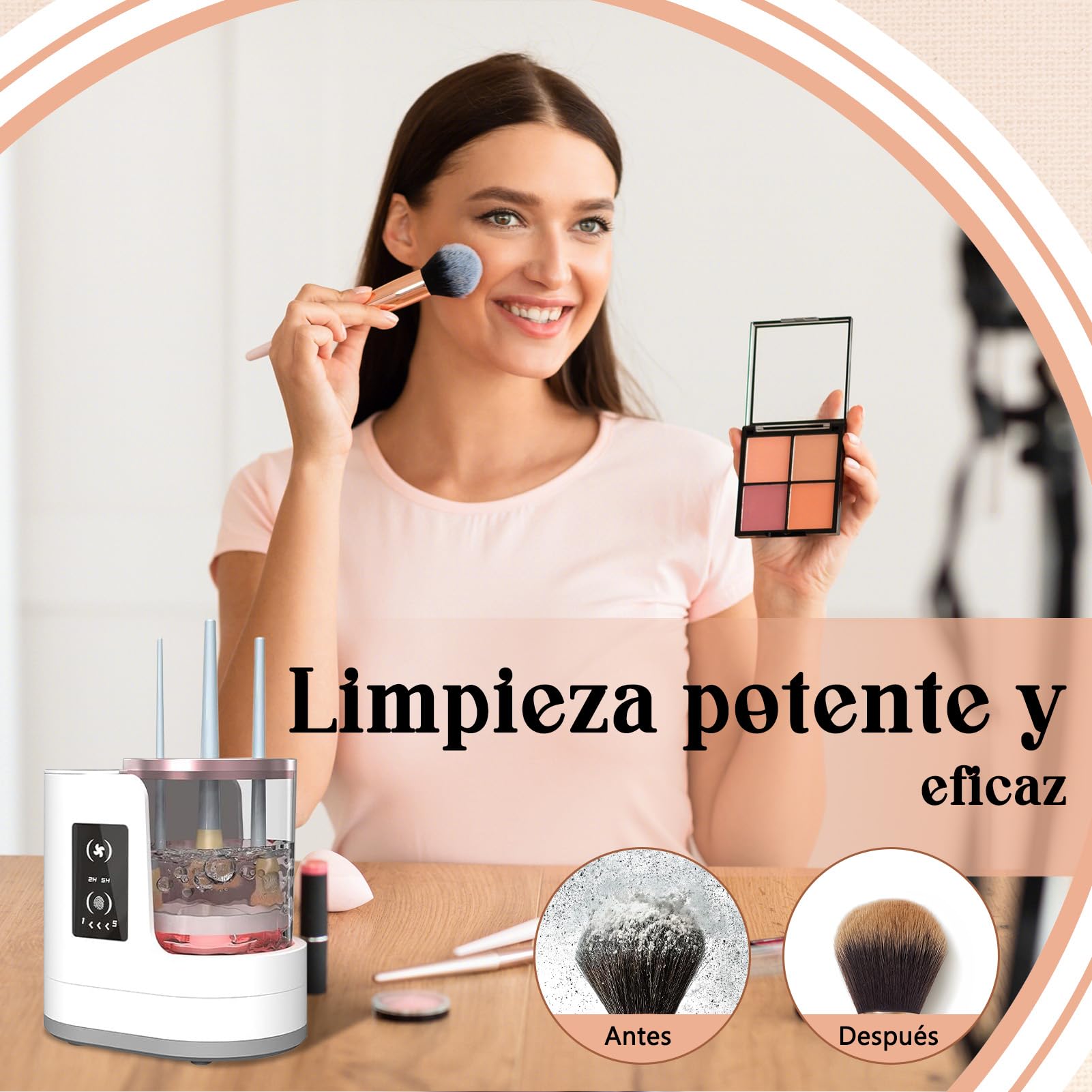 Limpiador eléctrico automático 3 en 1 para pinceles de maquillaje con secador, máquina de limpieza con enchufe para pinceles de maquillaje – incluye estación de secado y cuidado higiénico
