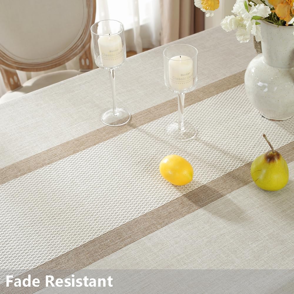 TruDelve Cotton Cloth Tablecloths Rectangular 8 Foot Table Cloth Rectangle Tables Oblong Washable Tablecloth for Kitchen Dining Table Cover(A-Linen,98"x55",Rectangular)