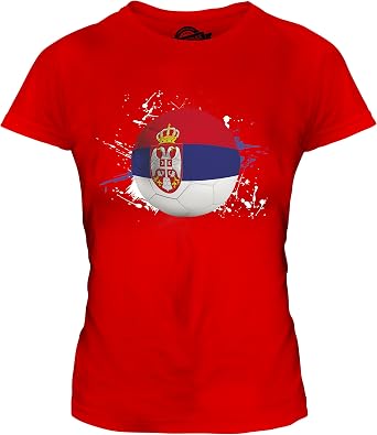 Serbia Sbiadito Bandiera Donna T-Shirt Srbija Serbo Maglia Calcio