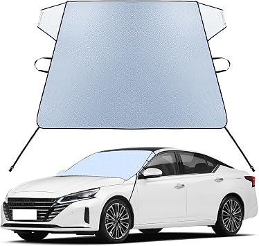 Tecoom Frost Guard Car Windshield Cover for Ice and Snow, Exterior Windshield Wiper Protector from Sun Rocks Hail Rain, Car Front Window Cover Universal for SUV, Winter Accessories
