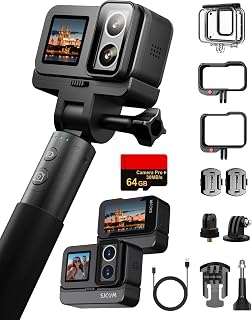 SJCAM SJ20 64GB 运动相机 4K 1850+ 4800mAh 自拍杆 F2.0/F1.3 双镜头 154°FOV 低照度HDR 稳定 8倍变焦 Vlog/运动/旅行/钓鱼/摩托车/登山用