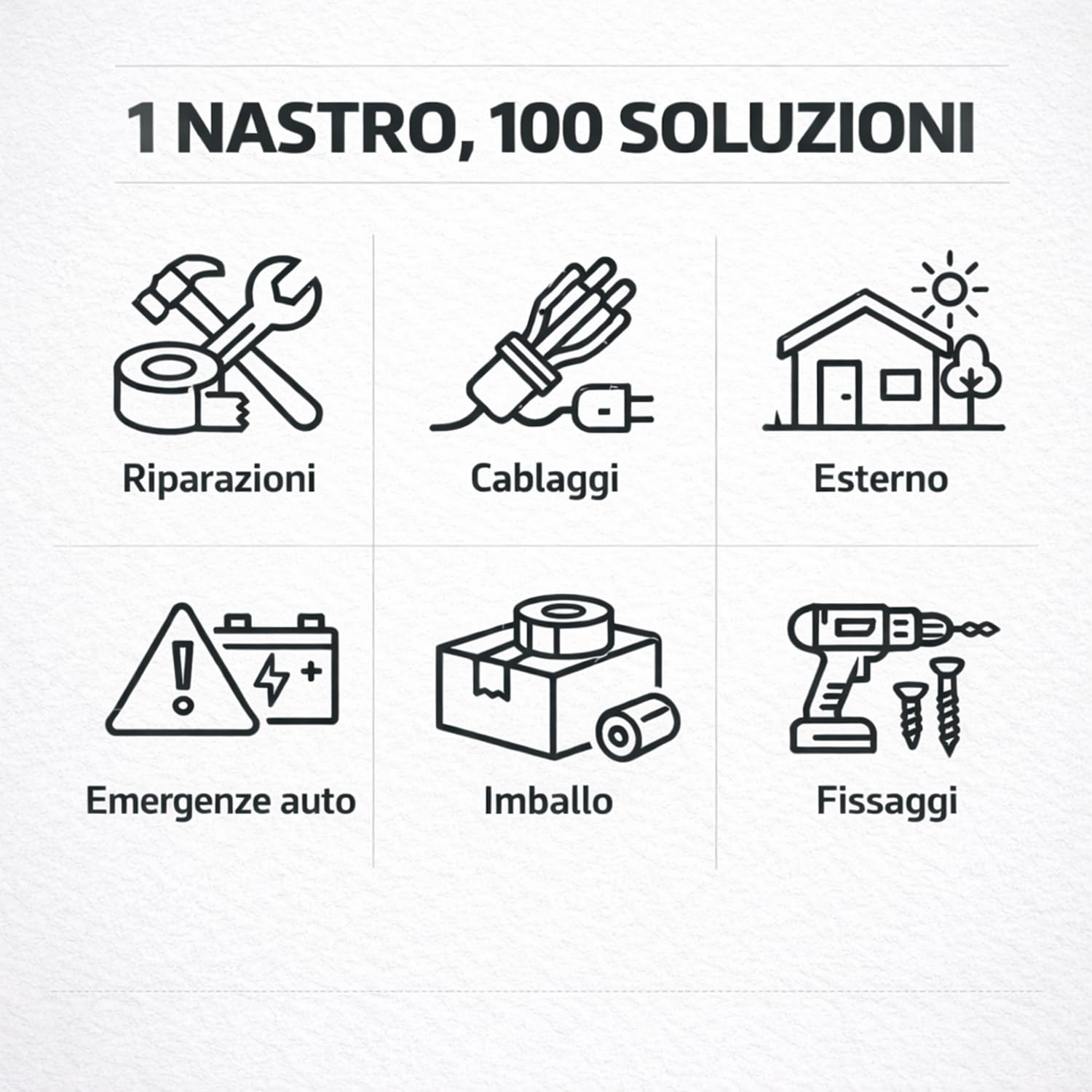 NIPA IT | Nastro Americano Telato, 50mm x 25 metri, Nastro Telato Grigio per Uso Interno/Esterno, Made In Italy