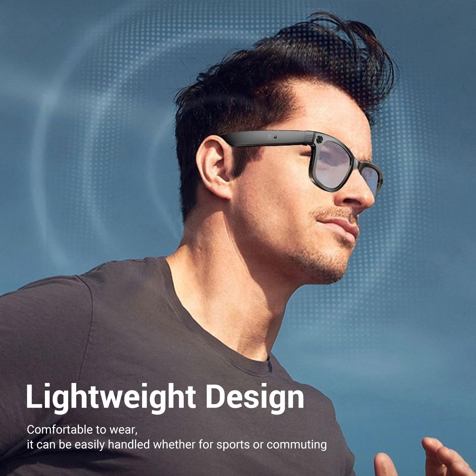 Jectse Lunettes Intelligentes AI, Lunettes Bluetooth avec Caméra HD avec Prise en Charge ChatGPT pour L'enregistrement de Voyage à Vélo en Plein Air, Vidéo 720P 2 Heures de Lecture