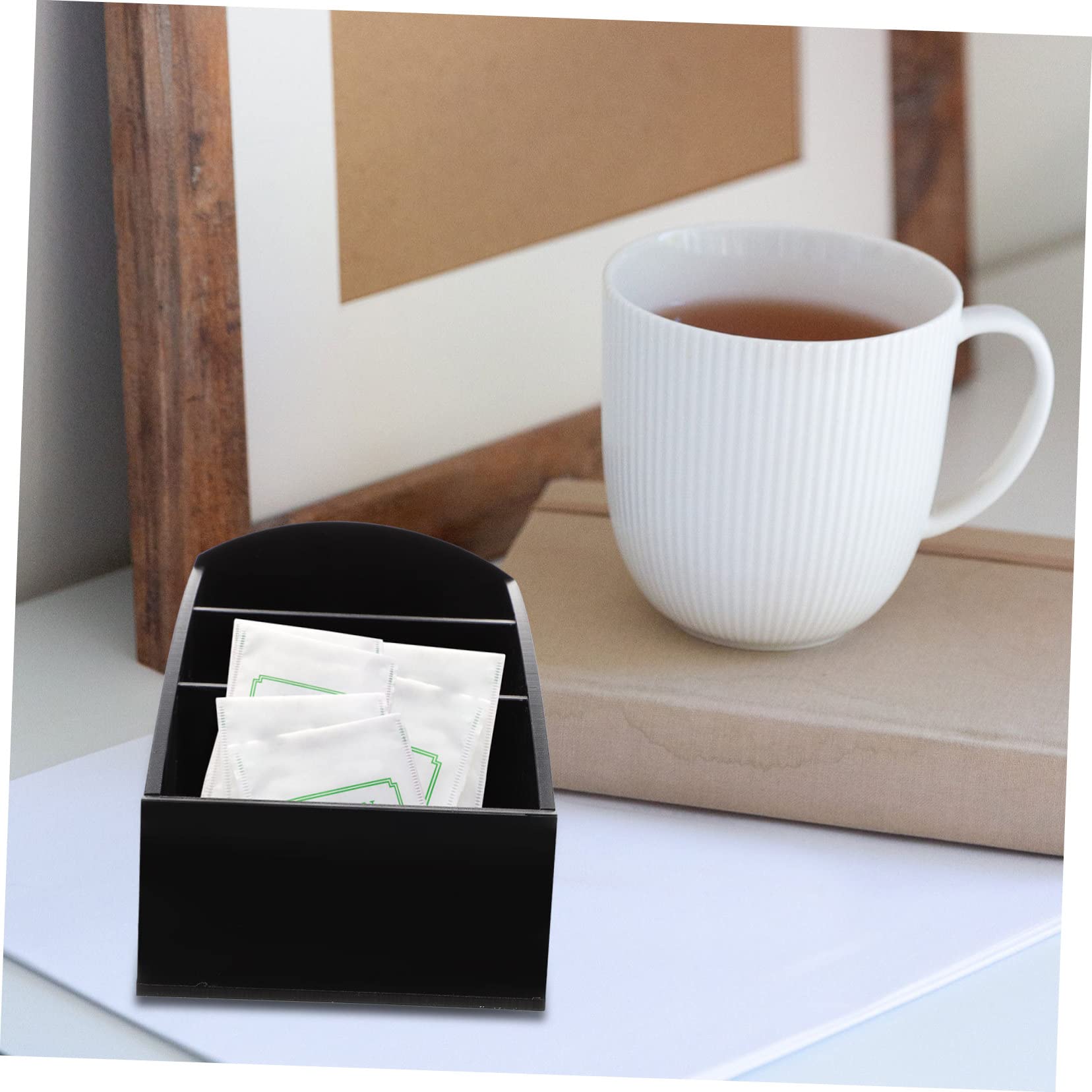 VICASKY 6 Stück Acryl Tee Zuckerbeutel Organizer mit Offenem Fach Multifunktionale Kaffeebar Aufbewahrung für Tee Kaffee Süßigkeiten Tragbarer Behälter für Kleine Snacks und Zubehör