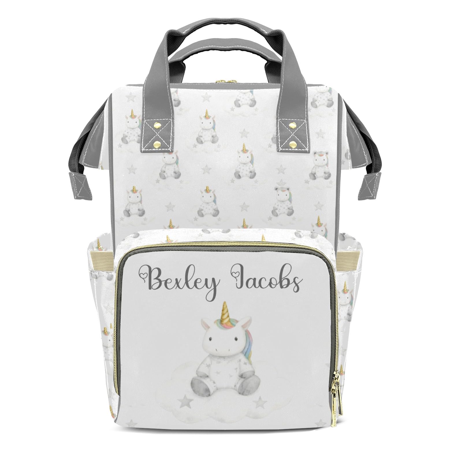 Custom Name Diaper Bag Backpack Gift Watercolor Unicorn Ultimate Nappy Bag: Spacious, Waterproof &amp; Perfect for Travel