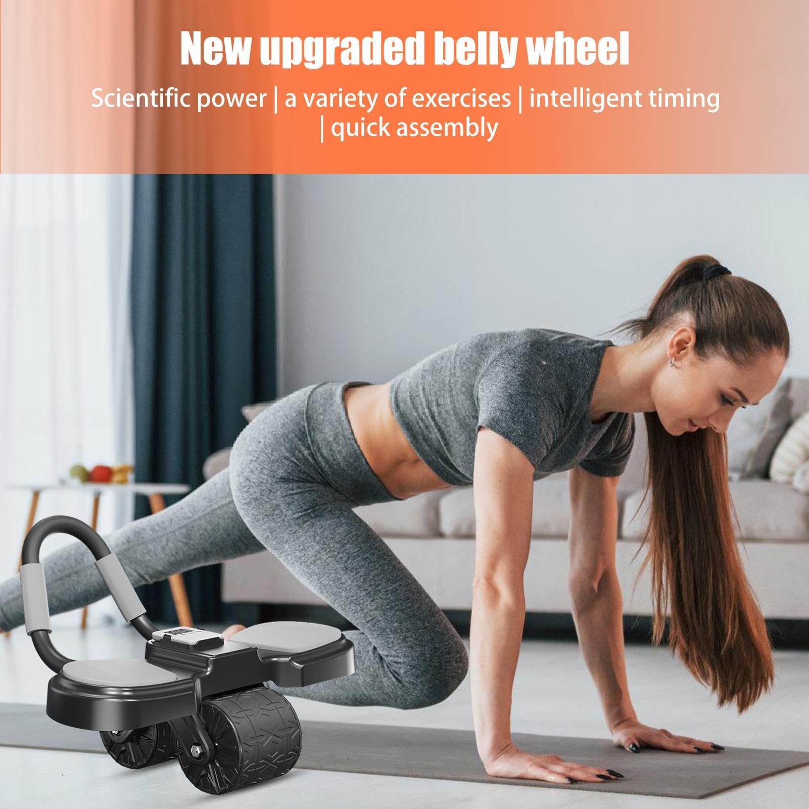 Generic Ruota addominale a rimbalzo automatico, regolabile, attrezzatura per allenamento addominale, ruote per esercizi per addominali, ruota compatta per fitness con timer e contatori, per palestra
