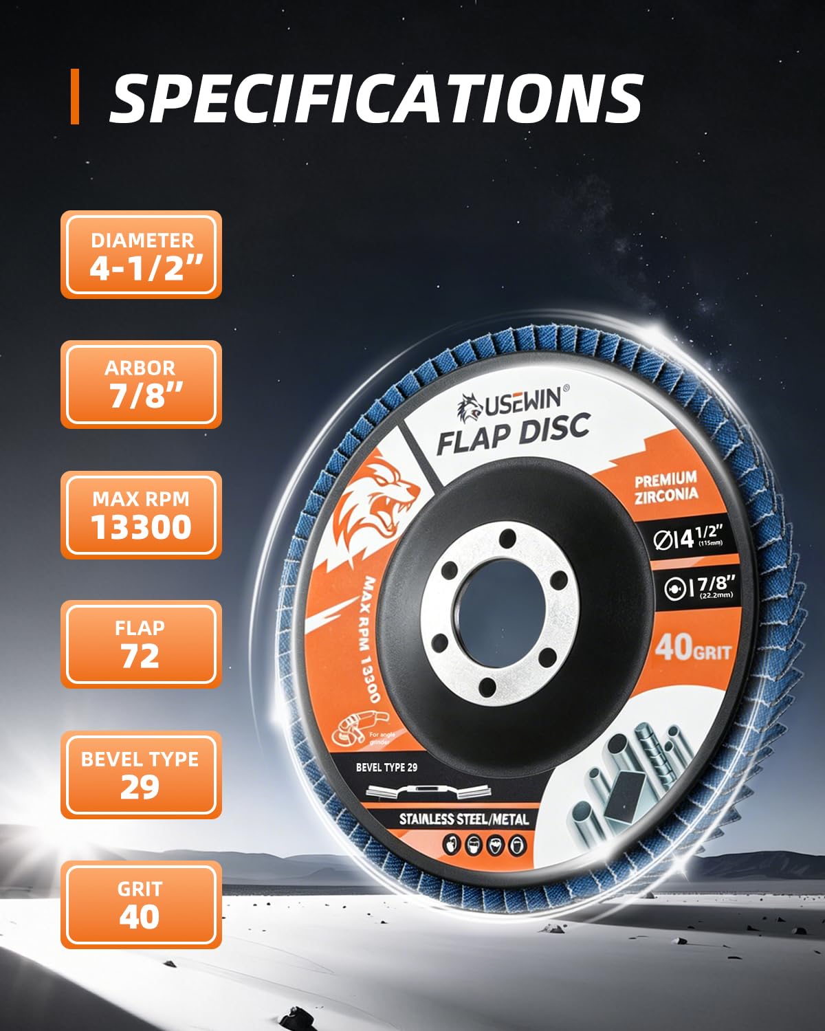 10 Pack Flap Discs 4 1/2 for Angle Grinder Sanding Disc, 80 Grit Grinding Disc, 4.5" x 7/8" Type 29 Zirconia Grinding Wheel for Metal, Wood, Stainless Steel Finishing
