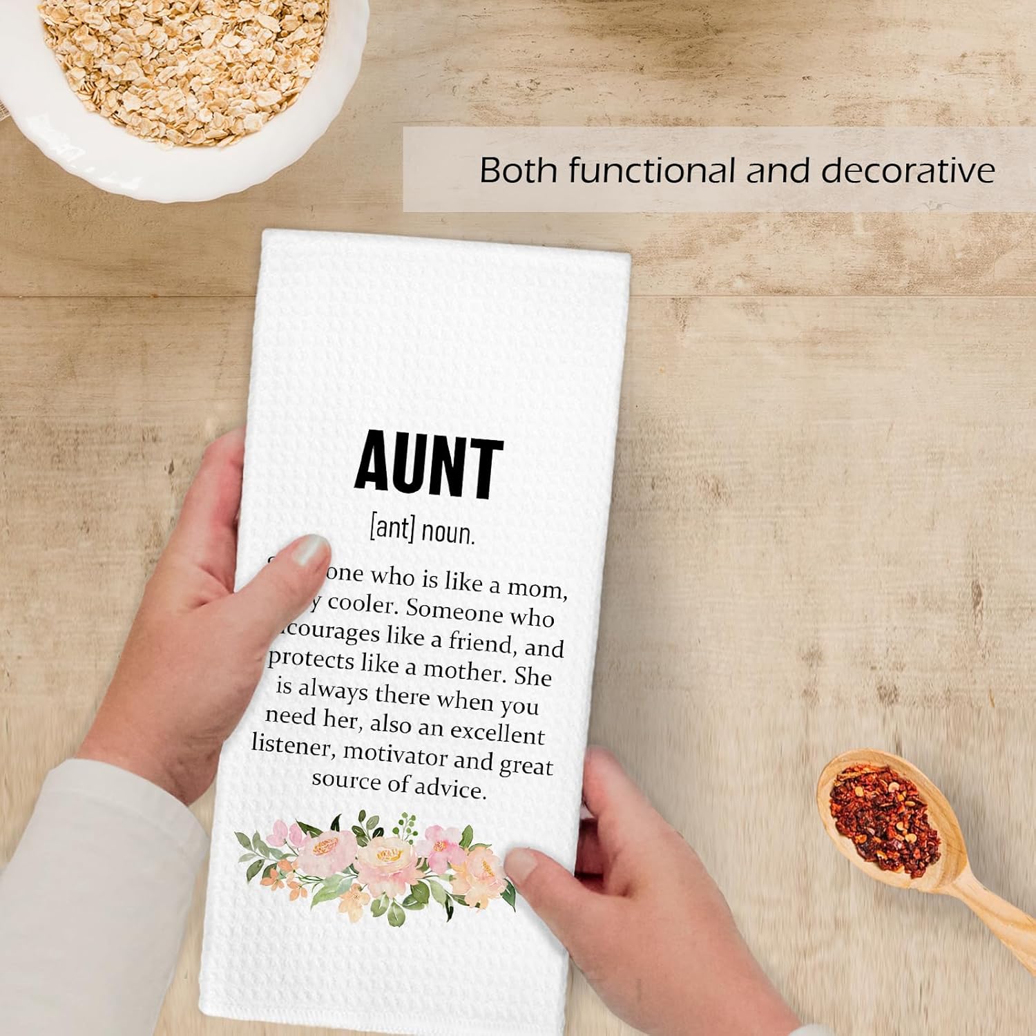 Aunt Gifts Kitchen Towels, Aunt Gifts from Niece Nephew Dish Hand Tea Towels, New Auntie Gifts for Mothers Day, Auntie Definition Decorative Towel for Bathroom Kitchen, 16x24 Inch - Image 4