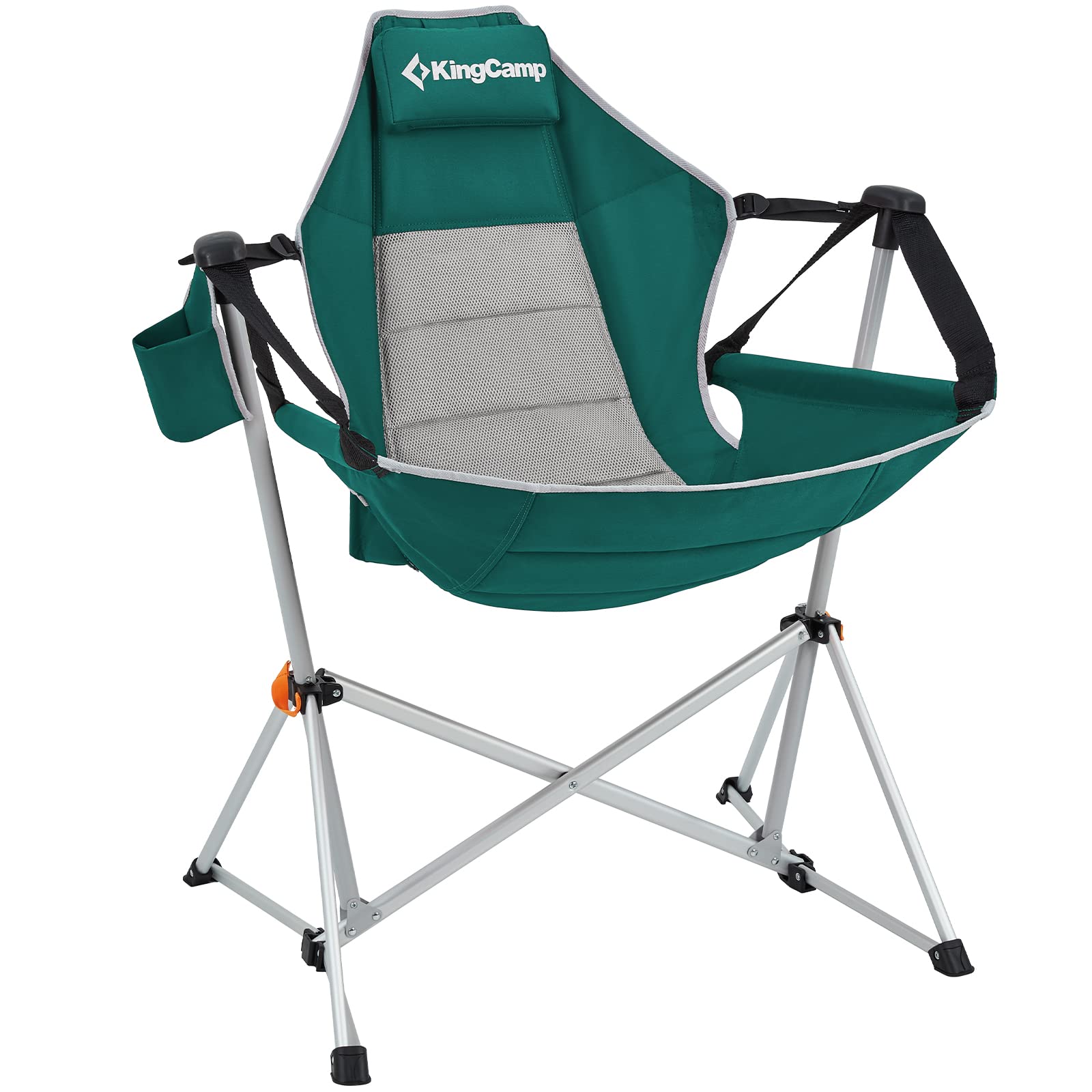 KingCamp Hammock Camping Chair Folding Rocking Chair Heavy Duty Portable Swing Recliner Chair with Pillow for Outdoor Lawn Backyard Picnic