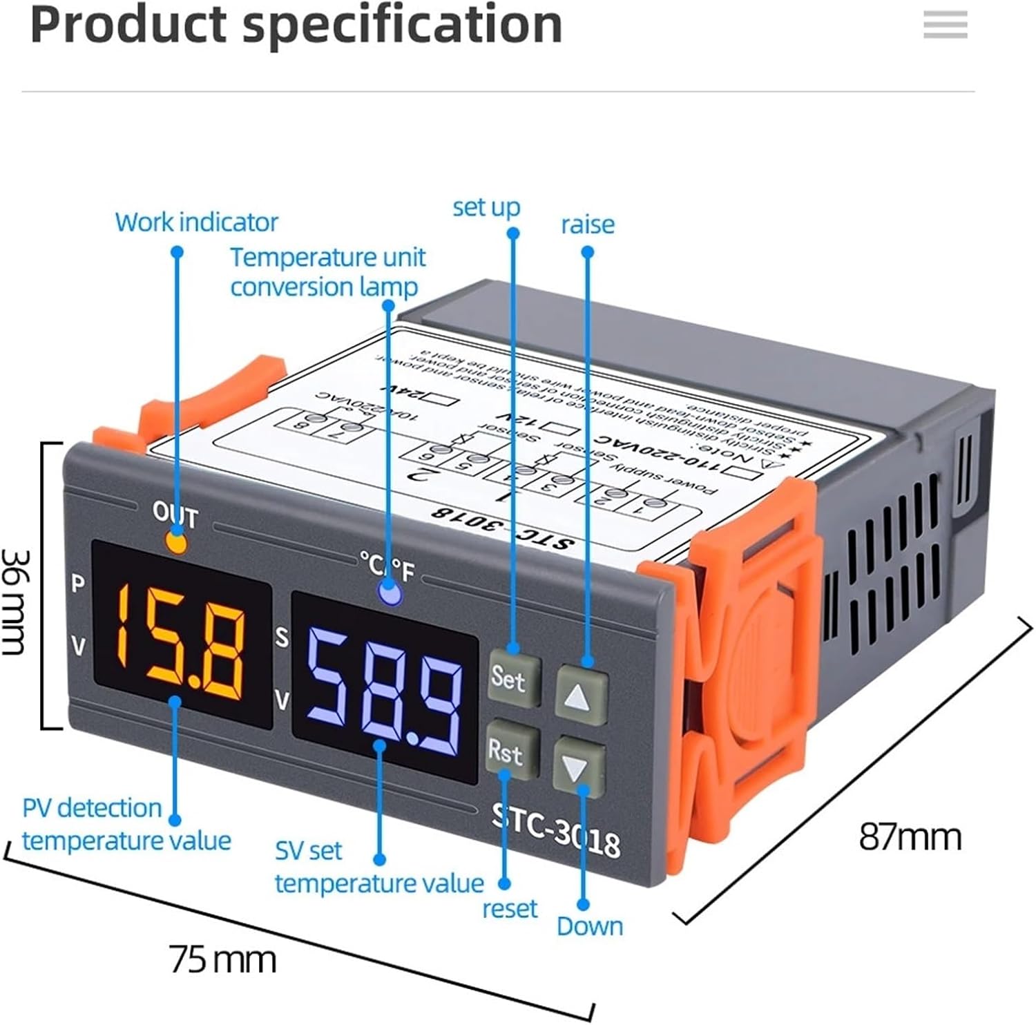 STC-3018 LED Digital Temperature Controller Thermostat Thermoregulator 12V 24V 110~220V(110-220V)