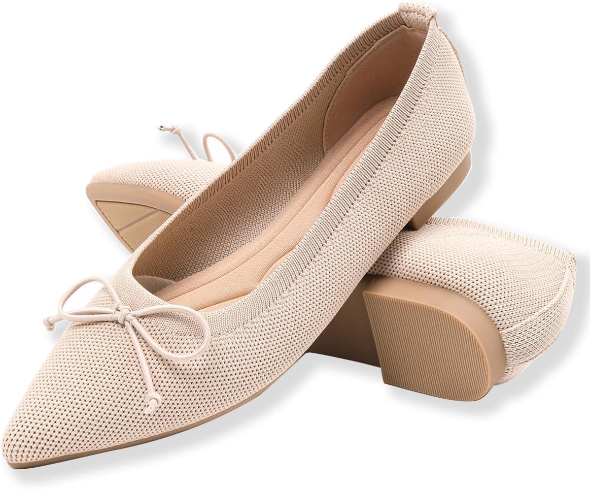 Flats for Women Pointed Toe Knit Foldable Ballet Women's Fat Shoes Dressy Comfortable Slip On Womens Shoe for Casual Office Work - Image 2